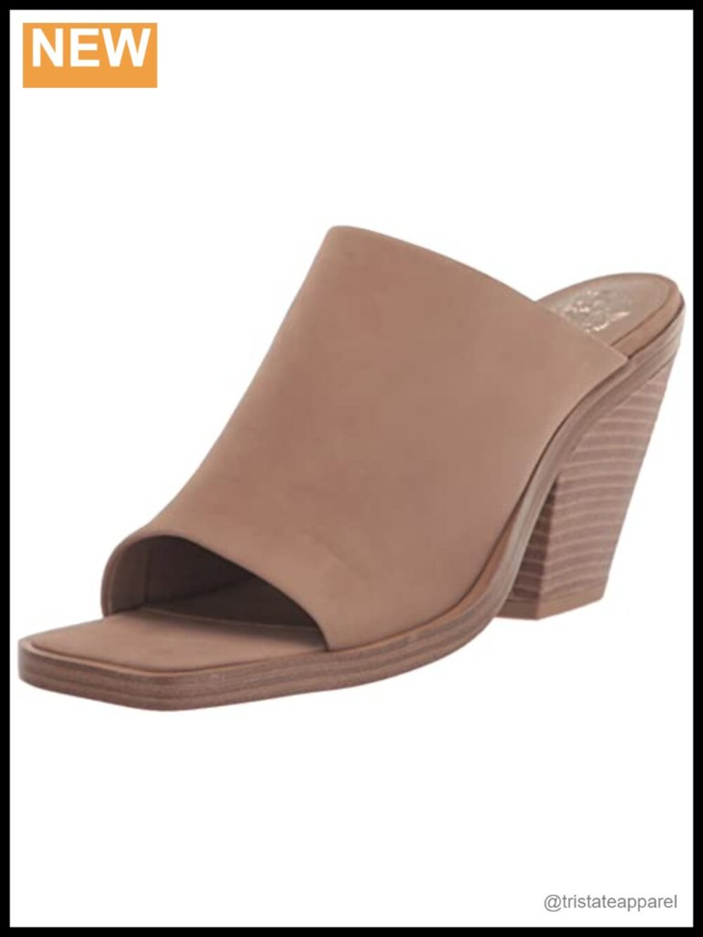 Vince Camuto Sempela Leather Heeled Sandal Slip On Stacked Heel